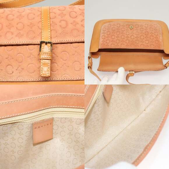 CELINE C Macadam Canvas Shoulder Bag Pink Gold - Picture 11 of 13